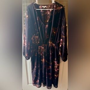 Maurices Dark Floral Long Sleeve Midi Dress